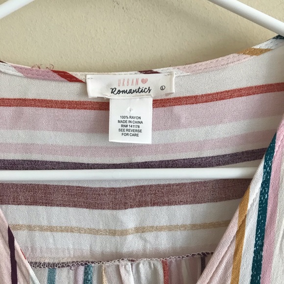 URBAN OUTFITTERS Rainbow Stripe Tie Front Top - Picture 3 of 7